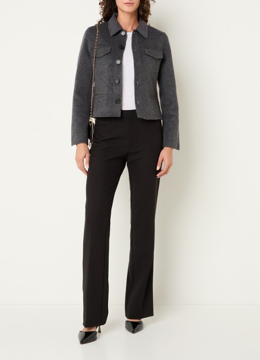 Zadig&Voltaire Liam jack in wolblend met borstzakken - voorkant 4 antraciet