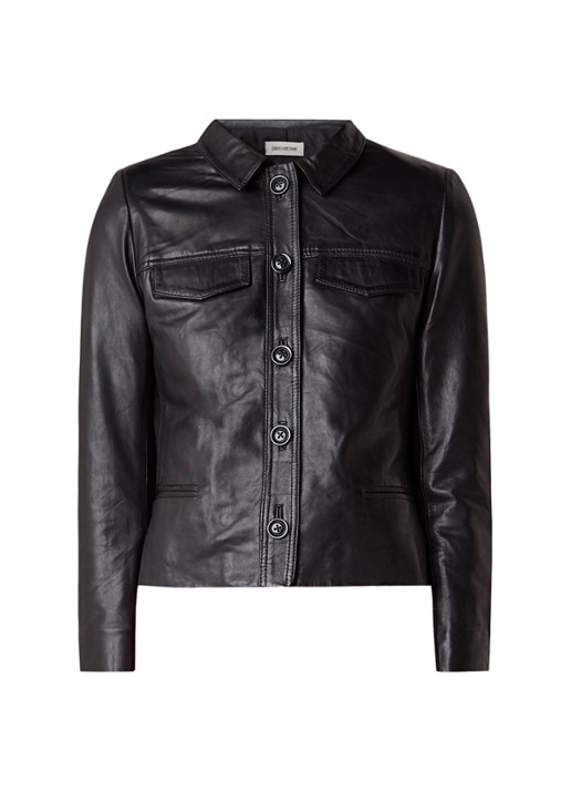 Zadig&Voltaire Liam kort jack van lamsleer  - voorkant 3 zwart