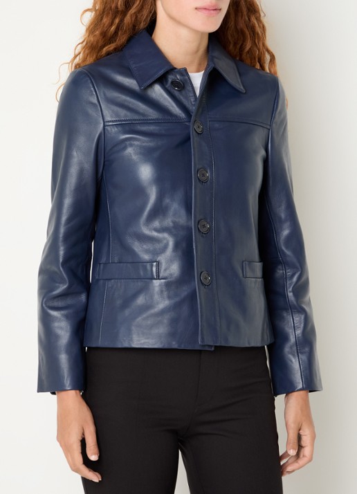 Zadig&Voltaire Liamys jack van lamsleer met logo - detail 2 blauw