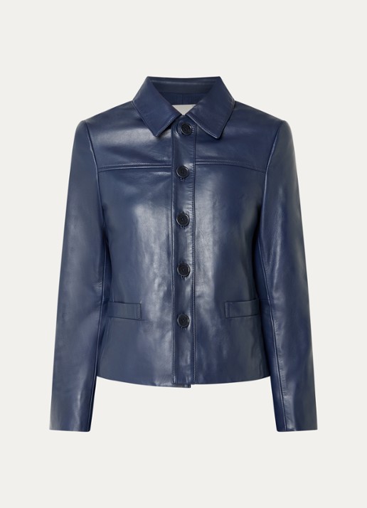 Zadig&Voltaire Liamys jack van lamsleer met logo - voorkant 3 blauw