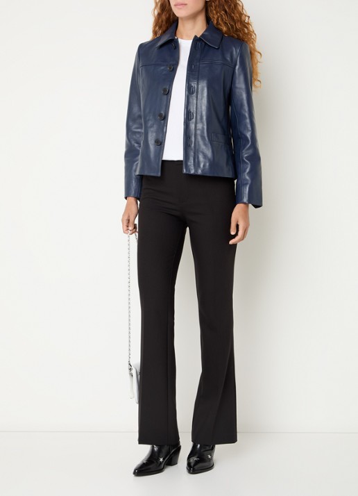 Zadig&Voltaire Liamys jack van lamsleer met logo - voorkant 4 blauw