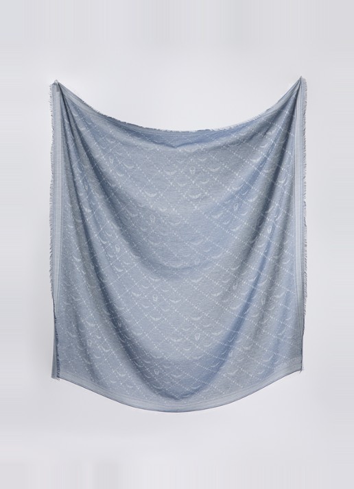 Zadig&Voltaire Liz sjaal met logoprint 135 x 135 cm - detail indigo