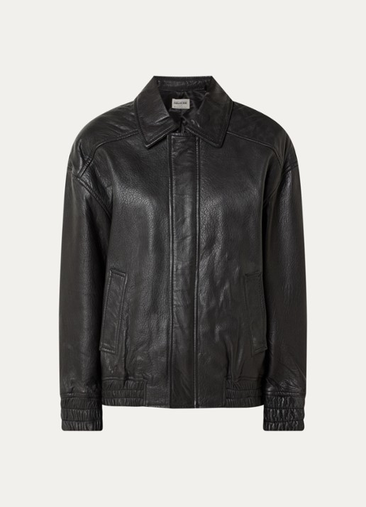 Zadig&Voltaire Loriand bomberjack van leer met steekzakken - voorkant 2 zwart