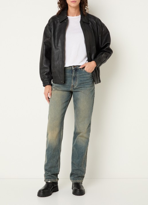 Zadig&Voltaire Loriand bomberjack van leer met steekzakken - voorkant 3 zwart