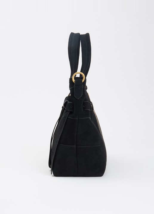 Zadig&Voltaire Madison Medium schoudertas van suède met afneembare schouderriem - detail 2 zwart