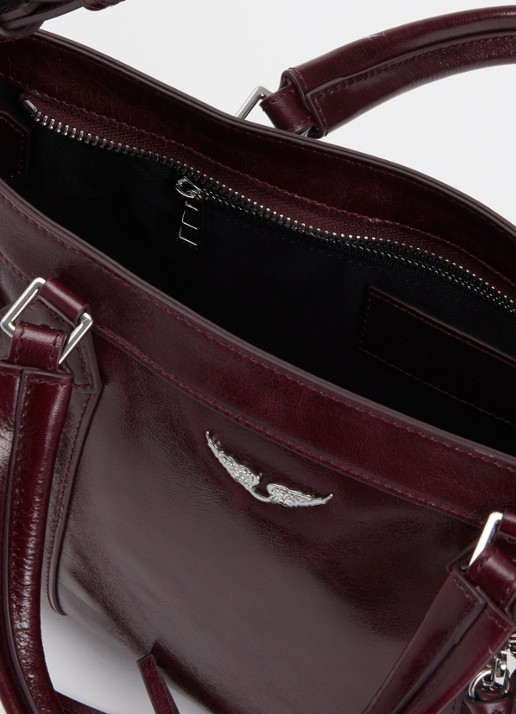 Zadig&Voltaire Madison small schoudertas van kalfsleer met verstelbare schouderriem - detail 3 paars
