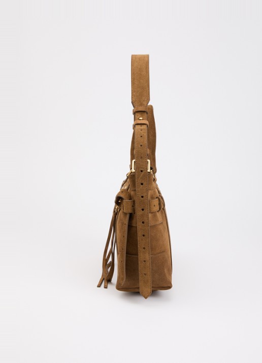 Zadig&Voltaire Madison small schoudertas van suède met verstelbare schouderriem - detail 3 camel