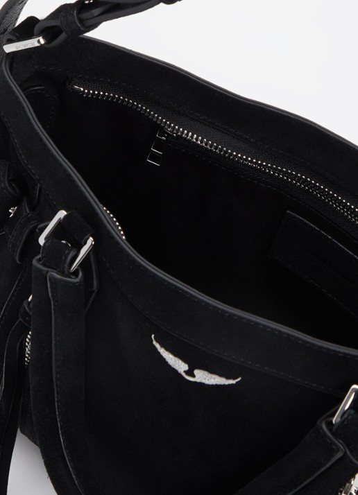 Zadig&Voltaire Madison small schoudertas van suède met verstelbare schouderriem - detail 3 zwart