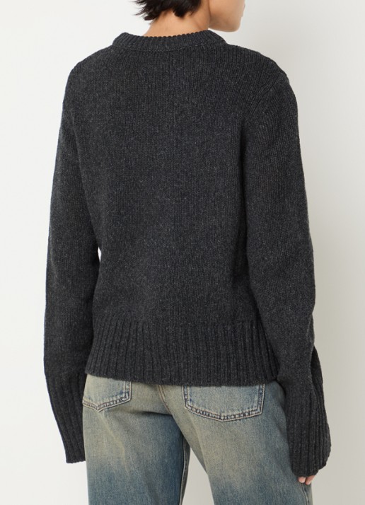 Zadig&Voltaire Malty grofgebreide trui van merino wol met ingebreid patroon - achterkant 2 antraciet
