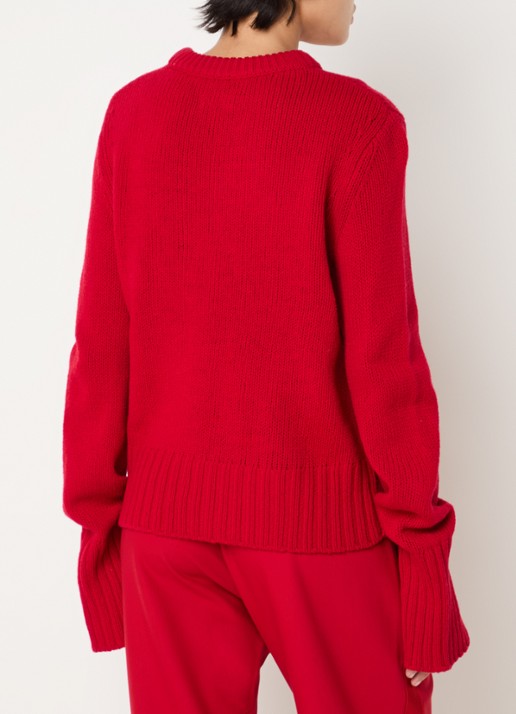 Zadig&Voltaire Malty grofgebreide trui van merino wol met ingebreid patroon - achterkant rood