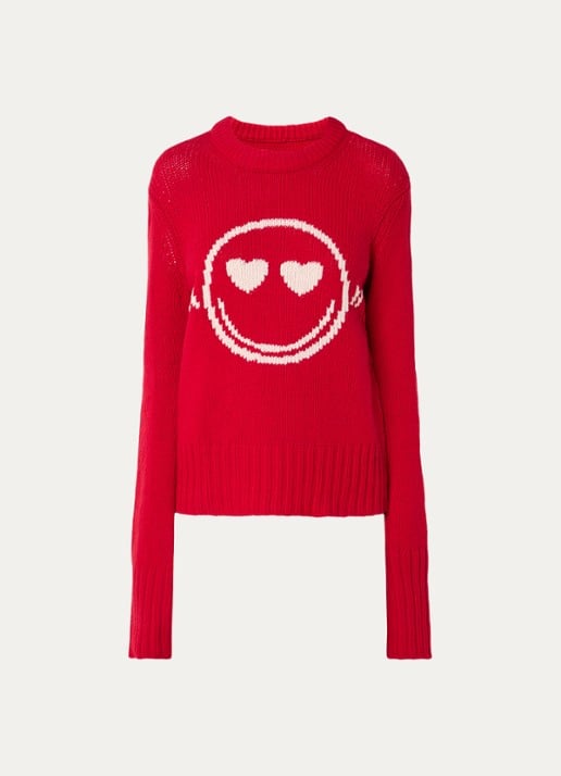 Zadig&Voltaire Malty grofgebreide trui van merino wol met ingebreid patroon - voorkant 2 rood
