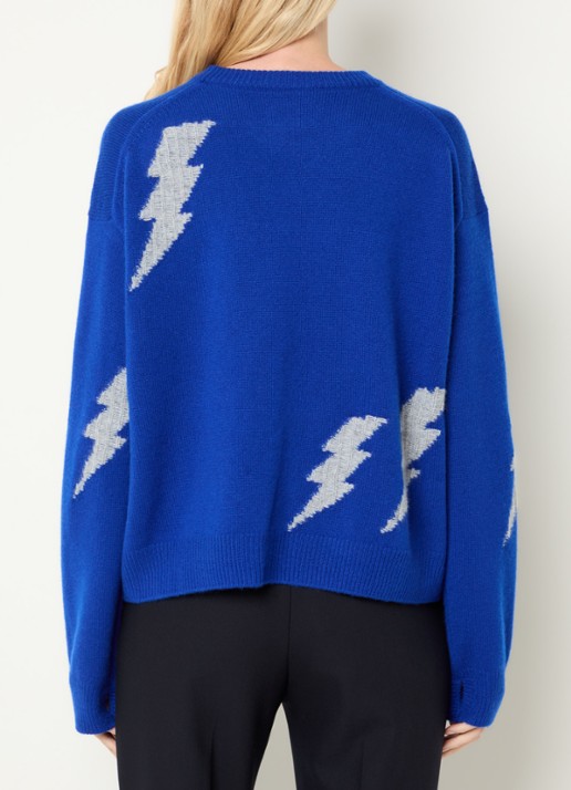 Zadig&Voltaire Markuz fijngebreide trui van kasjmier met ingebreid patroon - achterkant 2 blauw