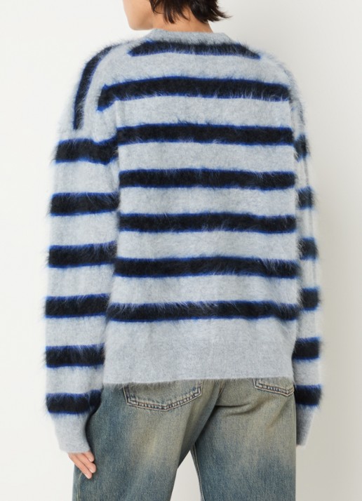 Zadig&Voltaire Markuz grofgebreide trui van kasjmier met streepprint - achterkant grijs
