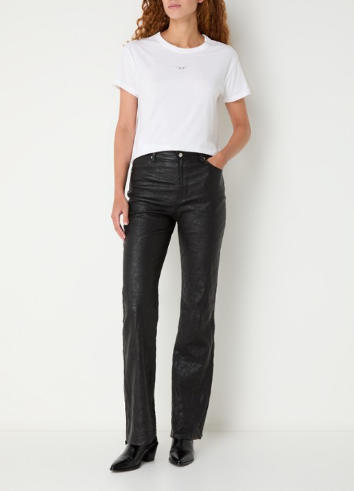 Zadig&Voltaire Marta T-shirt in linnenblend met logo - voorkant 2 wit