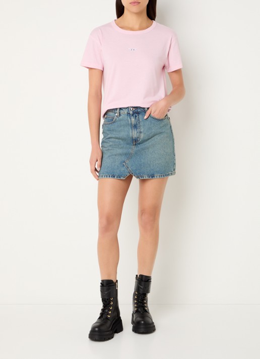 Zadig&Voltaire Marta T-shirt in linnenblend met logo - voorkant 2 roze