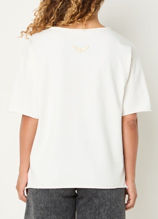 Zadig&Voltaire Meg T-shirt met V-hals - achterkant 4 gebroken wit