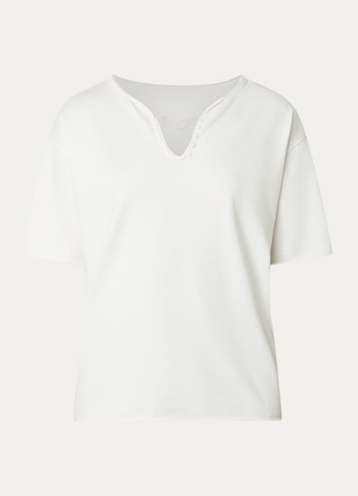 Zadig&Voltaire Meg T-shirt met V-hals - voorkant 2 gebroken wit