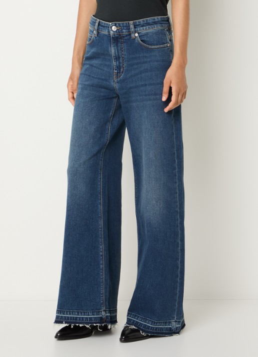 Zadig&Voltaire Mid waist flared jeans met donkere wassing en gerafelde zoom - detail 4 indigo