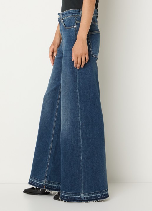 Zadig&Voltaire Mid waist flared jeans met donkere wassing en gerafelde zoom - detail 5 indigo