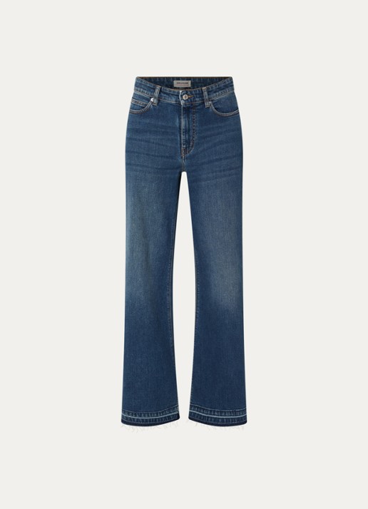 Zadig&Voltaire Mid waist flared jeans met donkere wassing en gerafelde zoom - voorkant indigo