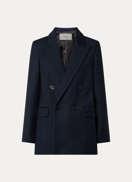 Zadig&Voltaire Miew oversized double-breasted blazer in scheerwolblend - voorkant 3 donkerblauw