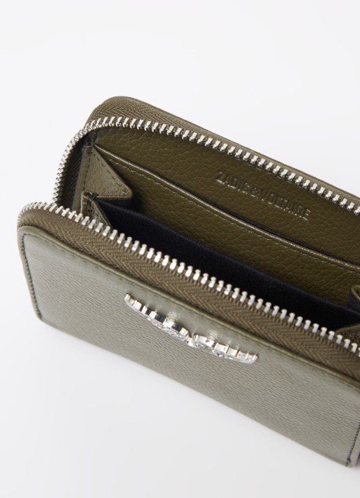 Zadig&Voltaire Mini portemonnee van leer - voorkant 3 mosgroen