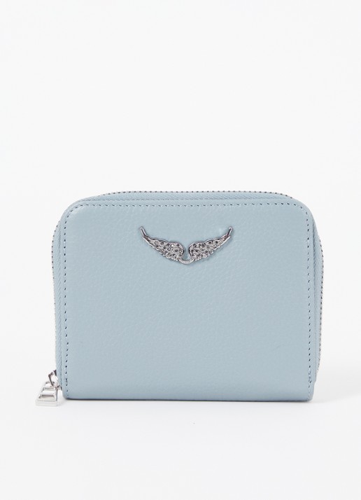 Zadig&Voltaire Mini portemonnee van leer - voorkant blauwgrijs