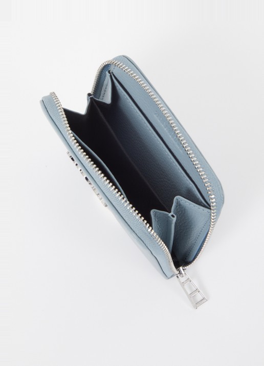 Zadig&Voltaire Mini portemonnee van leer - voorkant 2 blauwgrijs