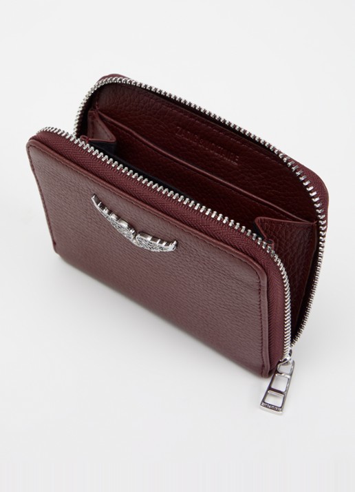 Zadig&Voltaire Mini portemonnee van leer - voorkant 2 bordeauxrood