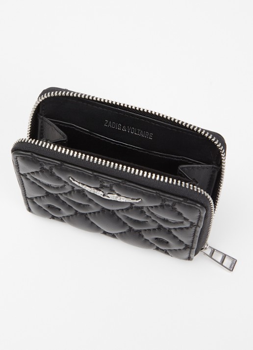 Zadig&Voltaire Mini Portemonnee van quilted lamsleer - detail zwart