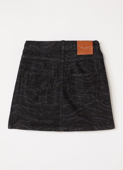 Zadig&Voltaire Mini spijkerrok met steekzakken - voorkant 2 zwart