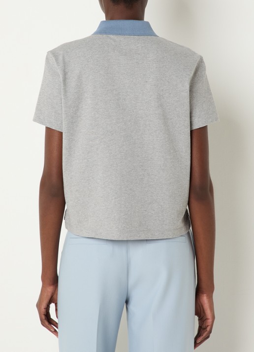 Zadig&Voltaire Mirta cropped polo met logoborduring - achterkant 3 grijsmele