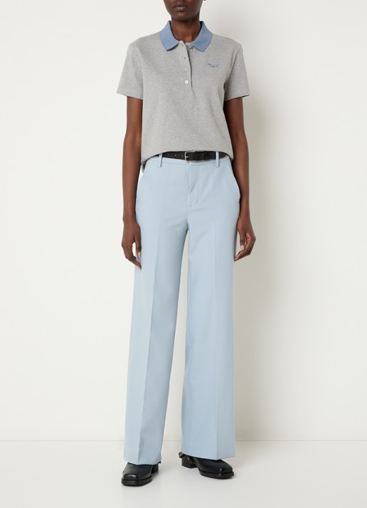 Zadig&Voltaire Mirta cropped polo met logoborduring - voorkant 2 grijsmele