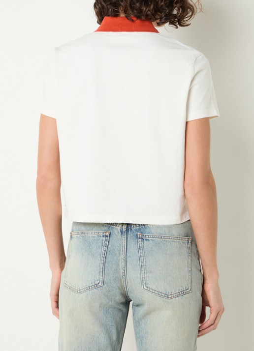 Zadig&Voltaire Mirta cropped polo met logoborduring - achterkant gebroken wit