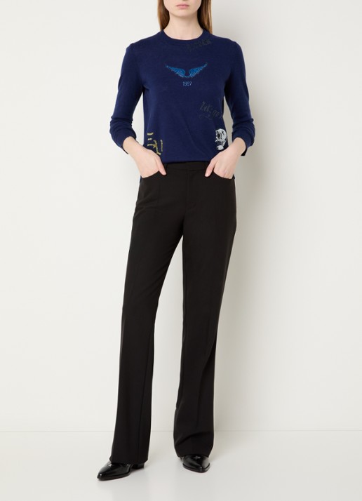 Zadig&Voltaire Miss fijngebreide pullover met strass - voorkant 3 donkerblauw