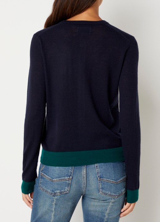 Zadig&Voltaire Missya fijngebreid vest van kasjmier met logo - achterkant zalmroze