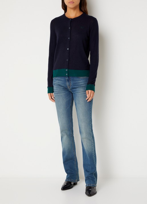 Zadig&Voltaire Missya fijngebreid vest van kasjmier met logo - voorkant 4 zalmroze