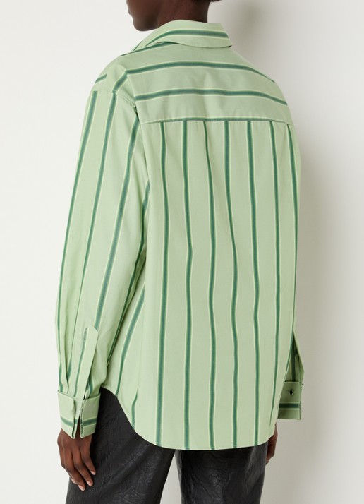 Zadig&Voltaire Morning blouse met logo en streepprint  - achterkant 2 lichtgroen
