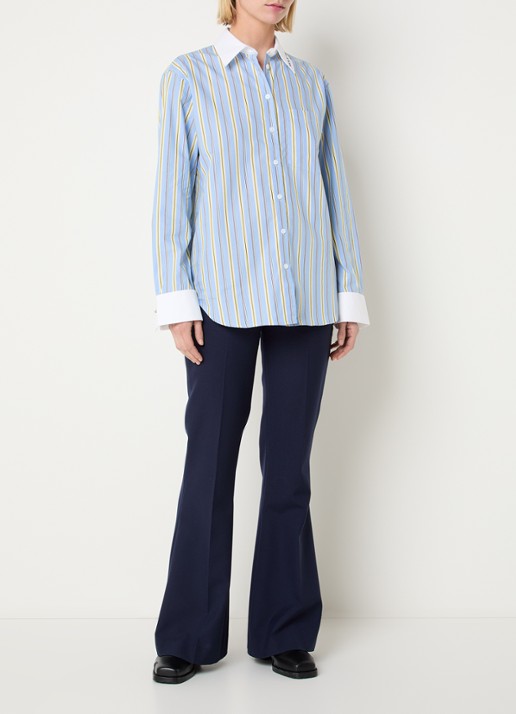 Zadig&Voltaire Morning blouse met streepprint - voorkant 4 blauwgrijs