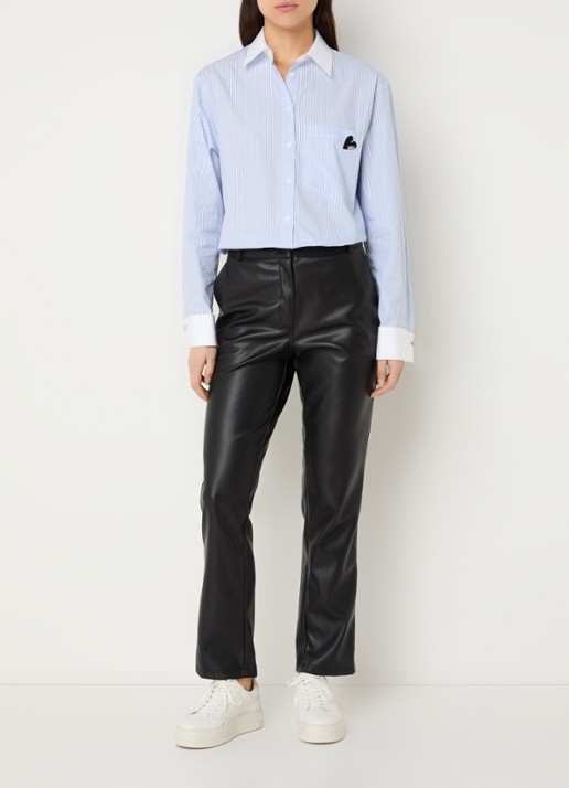Zadig&Voltaire Morning longline blouse van  katoen met streepprint - voorkant 2 lichtblauw