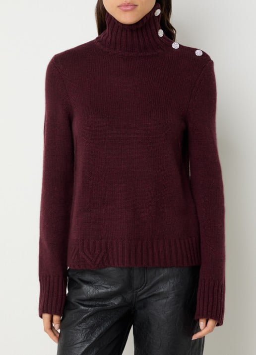 Zadig&Voltaire Nalma fijngebreide trui van kasjmier met col - detail bordeauxrood