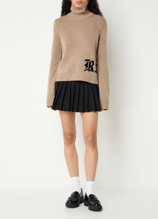 Zadig&Voltaire Nalma grofgebreide trui van wol - voorkant 2 donkerbeige