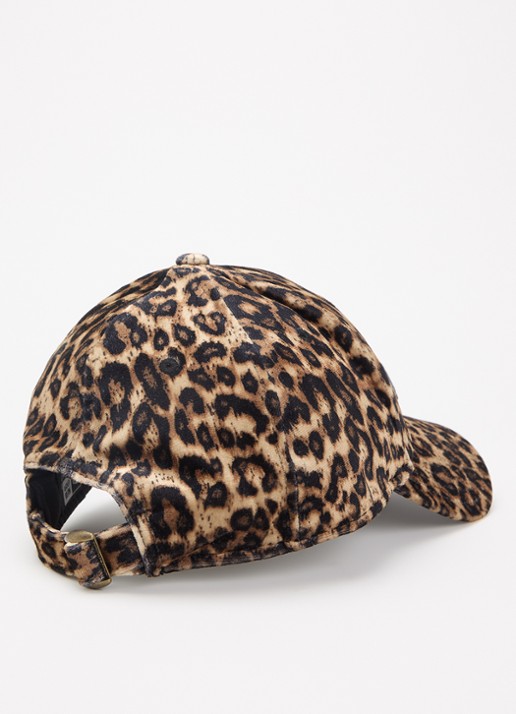 Zadig&Voltaire New Era x ZV pet van fluweel met panterprint en logoborduring - detail 2 camel