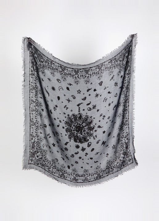 Zadig&Voltaire Nuage sjaal van kasjmier met paisley dessin 90 x 90 cm - detail donkergrijs
