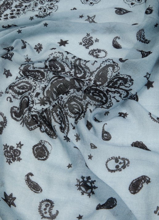 Zadig&Voltaire Nuage sjaal van kasjmier met paisley dessin 90 x 90 cm - detail 2 lichtblauw