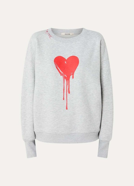Zadig&Voltaire Oscar sweater met print - voorkant 2 grijsmele