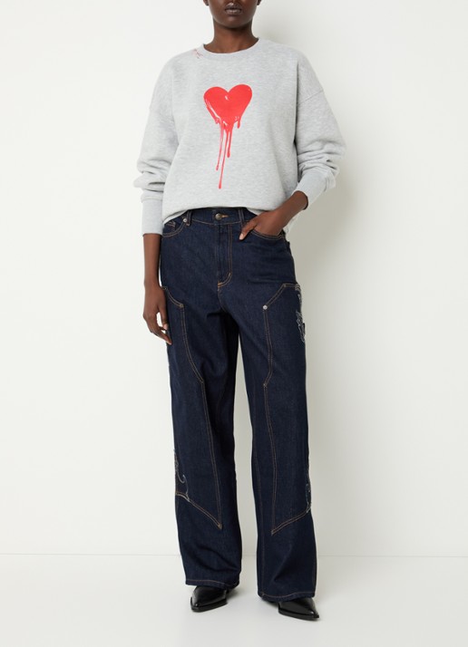 Zadig&Voltaire Oscar sweater met print - voorkant 3 grijsmele