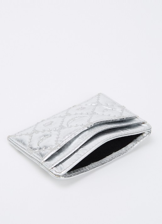 Zadig&Voltaire Pasjeshouder van leer met metallic finish en quilt patroon - voorkant 3 zilver