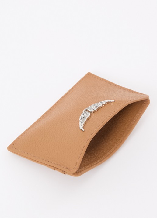 Zadig&Voltaire Pasjeshouder van leer - voorkant 2 camel