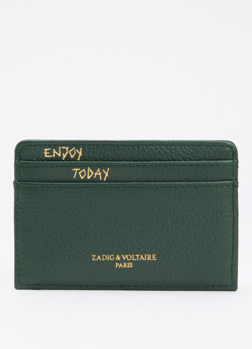 Zadig&Voltaire Pasjeshouder van leer - achterkant 3 donkergroen